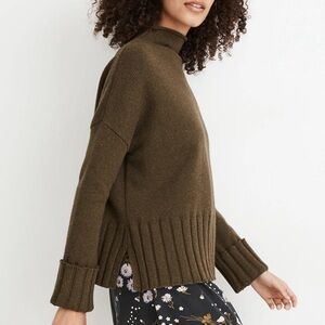 Madewell Glenmoor Rollneck Mockneck Sweater‎ Heather Elm Merino Wool Blend XS